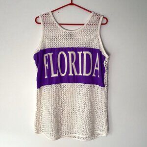 80s vintage white mesh Florida retro graphic unisex cotton tank top made in USA